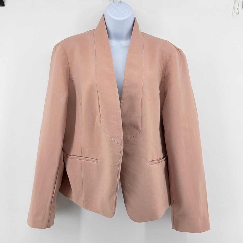 Eileen Fisher Blazer Women Large Pink Stretch Tencel Open Front Shawl S18DKA